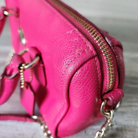 Coach New York Cross Grain Leather Baby Bennett Satchel Solid Pink Sling Strap - Picture 14 of 16